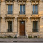 Façade élégante de la maison associée à Jules Verne à Amiens, avec une architecture bourgeoise du XIXe siècle éclairée par une douce lumière de fin d’après-midi.